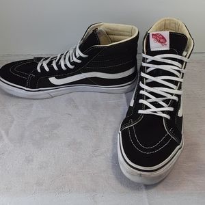 Vans Mens Off the Wall High Top Canvas Skateboard Shoe Black White